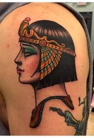 Old school big arm egyptian woman color tattoo pattern