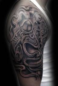 Nagy kar fekete szürke stílusú szobor tetoválás minta