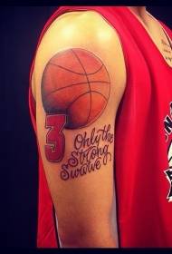 Caj npab yooj yim tas luav basketball thiab digital tsab ntawv tattoo qauv