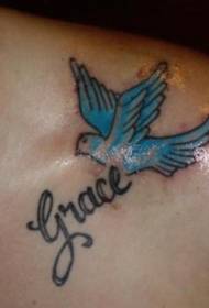 Rameno modrá holubica dobrý list tetovanie vzor