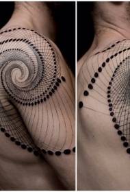 Impressionante tatuatu decorativu ipnoticu neru nantu à a spalla