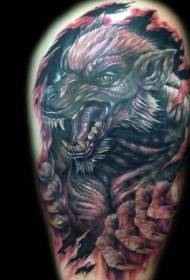 Lub tsev kawm ntawv tshiab tsim daim tawv nqaij nrog ua kev phem werewolf tattoo