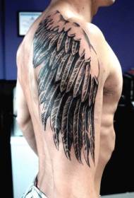 Velké paže jednoduché černé a bílé křídla tetování vzor