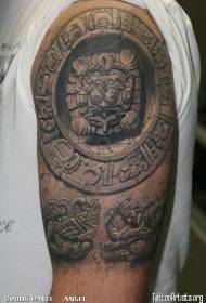Big ruoko 3D chaiyo Azteki ibwe chifananidzo tattoo