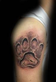 Didelės rankos akmens stiliaus juodos liūto letenos tatuiruotės raštas