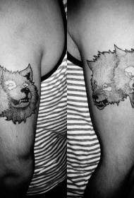Grande bracciu sculptatu in tatuu di tatuatu di cane neru avatar