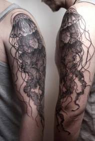 Arm musta harmaa persoonallisuus meduusoja tatuointi malli