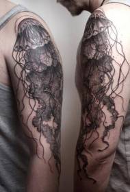 Braccio nero grigio personalità modello tatuaggio meduse