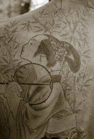 Chinese style ancient female portrait black tattoo pattern