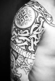 Голема црна точка трн средновековна декоративна буква шема на тетоважа