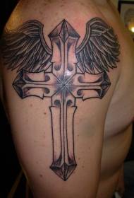 Uzorak tetovaže velikog križa ruke i krila