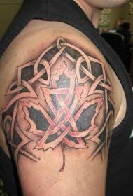 Modello di tatuaggio annodato foglia celtica e foglia d'acero