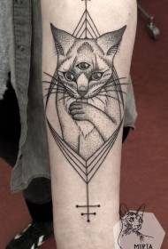 Arm thorn stiilis must salapärane kass geomeetrilise tätoveeringuga