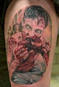 Zumbi assustador sangrento de braço grande pintado padrão de tatuagem