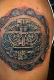 Daghang personalidad sa bukton nga itom nga Mayan flat tattoo pattern
