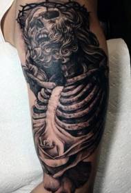 Big arm scary black jesus skeleton tattoo pattern