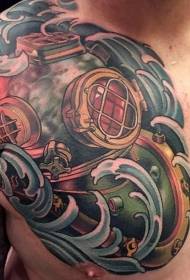 Motivo per tatuaggi divertente da sub color petto