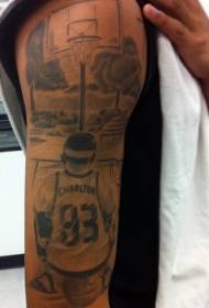Modello tatuaggio braccio braccio giocatore di basket nero