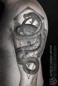 Velika črna točka Hydralisk z geometrijskim vzorcem tatoo