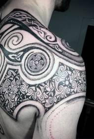Modellu di tatuatu di spalla di totem nero cù stizzi di stizzi