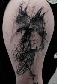 Pátrún tattoo beannaireachta stíl sceitse dubha
