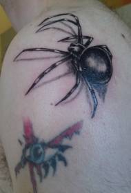 Modello di tatuaggio spalla nera ragno occhio