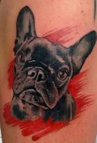 Söt svart hund porträtt realistisk tatuering mönster