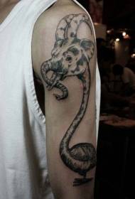 Grande braço divertido ganso preto e elefante combinação tatuagem padrão