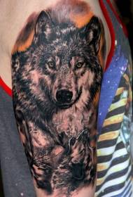 Crni vuk grupe velika ruka tetovaža uzorak