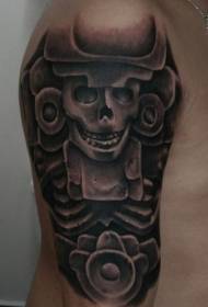 Iso käsivarsi musta harmaa tyyli muinainen patsas tatuointi malli