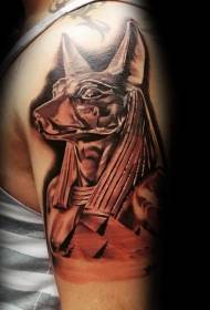 Большая татуировка в стиле акварели египетский идол