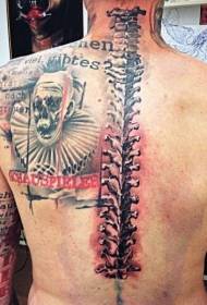 Rangi ya kweli mtindo wa mgongo mfupa na muundo wa tatoo ya barua