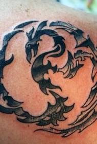 Back black tribal fantasy dragon tattoo patroon