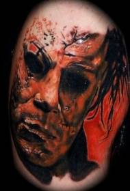 Realistiese horror swart en wit monster portret tattoo patroon