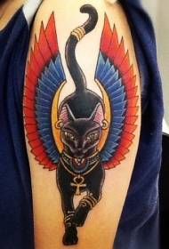 Arm helig egyptisk katt och vingar tatuering mönster
