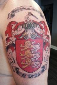 Scudo color motto per famiglie e motivo tatuaggio leone