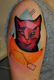 Motif de tatouage de chat de couleur vive