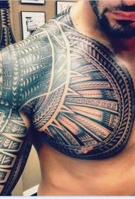 Padrão de tatuagem de totem estilo polinésio preto e branco estilo meio-homem