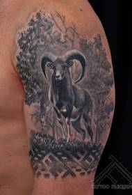 Velké rameno lesní divoké kozy černé tetování vzor