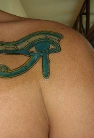 Pečių mėlynas „Horus“ akių tatuiruotės modelis