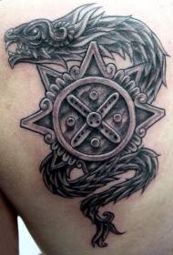 Orqaga Aztec ilon va tosh zarb naqsh