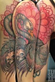 Біжутэрыя з лебедзямі з вялікімі рукамі з страказамі і арнаментальным кветкавым малюнкам татуіроўкі