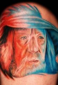 Smešni Gandalfov barvni portretni vzorec tatoo