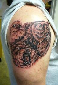 Malaking braso ng mabangis na agila lobo bear pattern ng tattoo ng avatar