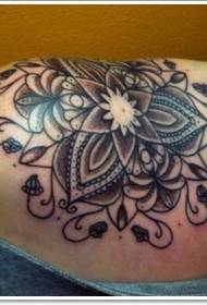 Modello di tatuaggio di loto vaniglia grigio nero spalla