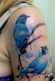 Ny skole blå fugl tatoveringsmønster for stor arm