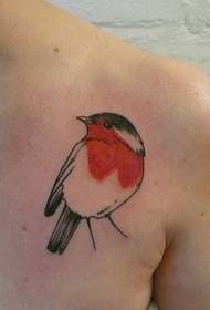 Model simplu de tatuaj de pasăre colorat pe umăr