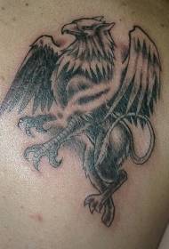 Patrón de tatuaxe de animal de cara atrás de rapaz