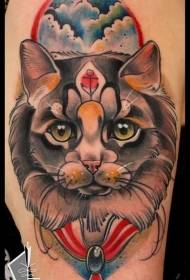 Model i tatuazheve të maceve me ngjyra të mëdha me sy