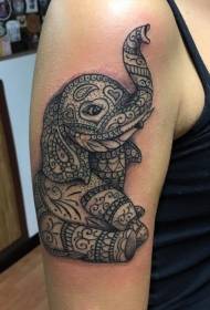 Big arm snaakse cartoon olifant tatoeëring patroon